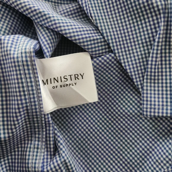 Ministry of Supply Gemini Blue‎ Check Woven Button Down Shirt Size XXL NWT - Picture 11 of 12